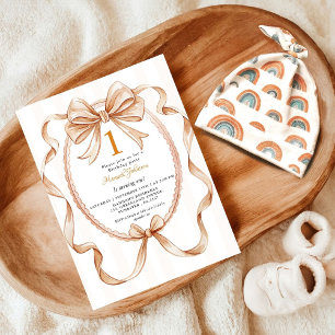 Niedliches Gender Neutral Coquette 1. Geburtstag P Einladung