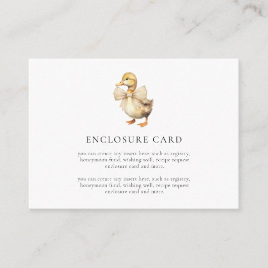 Niedliches Gender Neutral Duck Baby Duwer Custom Begleitkarte (Vorderseite)