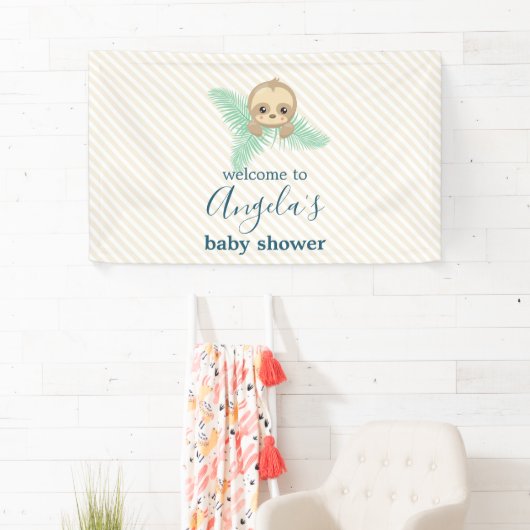 Niedliches Gender Neutral Yellow Baby Sloth Baby D Banner (Insitu)