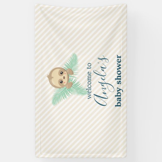 Niedliches Gender Neutral Yellow Baby Sloth Baby D Banner (Vertikal)