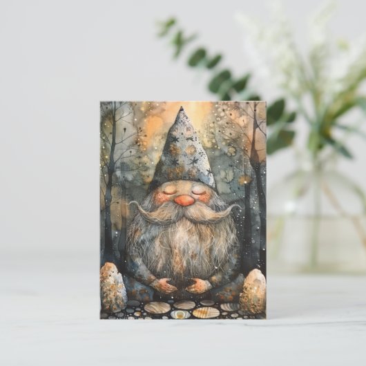 Niedliches Genom in Seinem Zen-Garten Postkarte (Stehend Vorderseite)