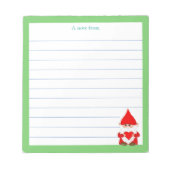 Niedliches Genom mit Grünrahmen Notizblock (Vorderseite)