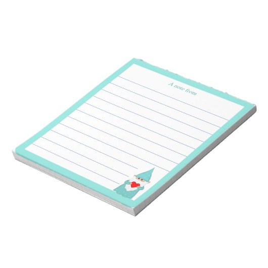 Niedliches Genom mit türkisfarbenem Rahmen Notizblock (Rotiert)