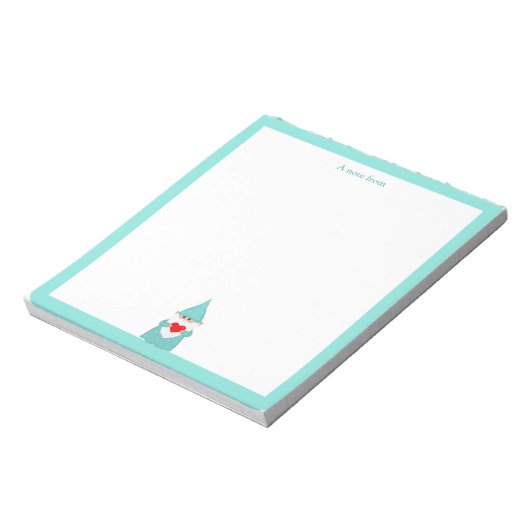 Niedliches Genom mit Türkisrahmen Notizblock (Rotiert)