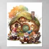 Niedliches Genom, Pilz und glückliches Haus Poster (Vorne)