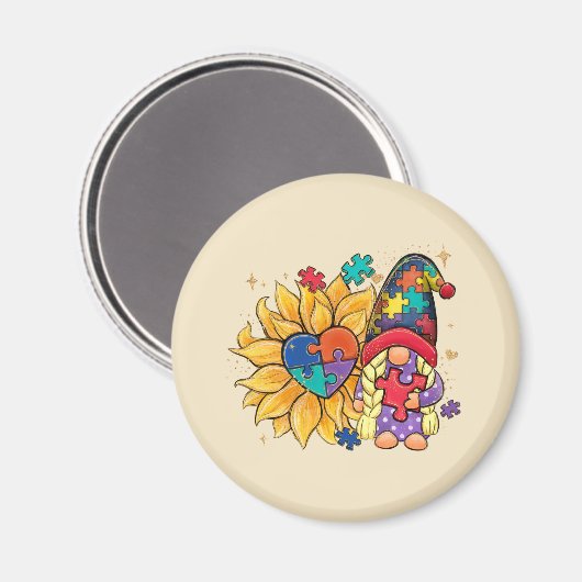 Niedliches Genom, Sonnenblumen und Herzautismus Be Magnet (Vorderseite/Rückseite)