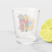 Niedliches Genom, Sonnenblumen und Herzautismus Be Schnapsglas (Rückseite)