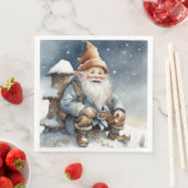 Niedliches Genom von einem Baum im Schnee Serviette (Beispiel)