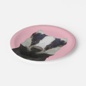 Niedliches geometrisches Abzeichen rosa Pappteller (Schrägansicht)