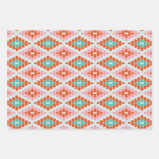 Niedliches geometrisches Diamantmuster Aquamarin r Geschenkpapier Set (Vorderseite 3)