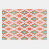 Niedliches geometrisches Diamantmuster Aquamarin r Geschenkpapier Set (Vorderseite)