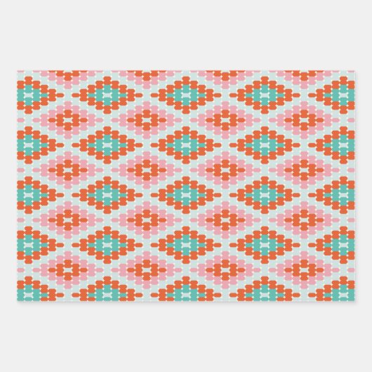 Niedliches geometrisches Diamantmuster Aquamarin r Geschenkpapier Set (Vorderseite)