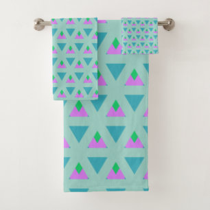 Niedliches geometrisches Dreieck Muster Türkis Lil Badhandtuch Set