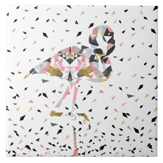 Niedliches geometrisches Flamingo abstraktes Desig Fliese (Vorderseite)