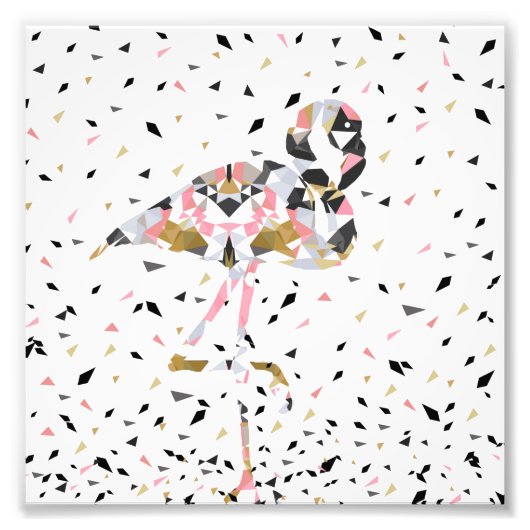 Niedliches geometrisches Flamingo abstraktes Desig Fotodruck (Vorne)