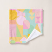 Niedliches geometrisches Muster, helle Pastellfarb Badhandtuch Set (Waschlappen)