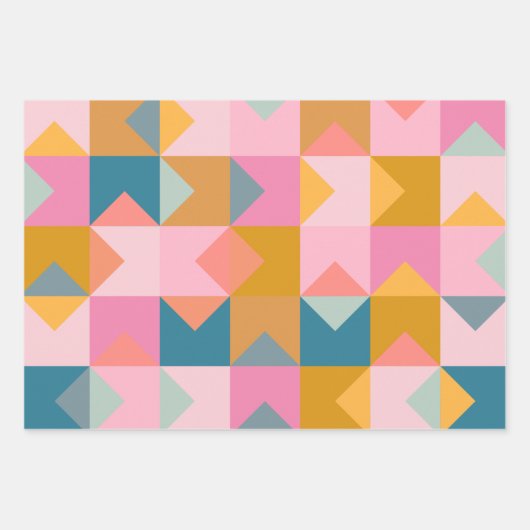 Niedliches geometrisches Muster in Aquamarin rosa Geschenkpapier Set (Vorderseite 2)