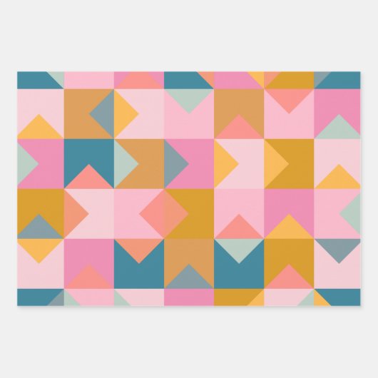 Niedliches geometrisches Muster in Aquamarin rosa  Geschenkpapier Set (Vorderseite)