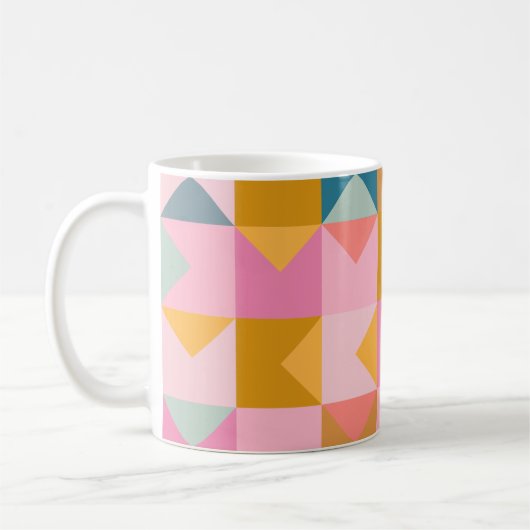 Niedliches geometrisches Muster in Aquamarin rosa Kaffeetasse (Links)