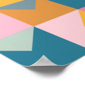 Niedliches geometrisches Muster in Aquamarin rosa Poster (Ecke)