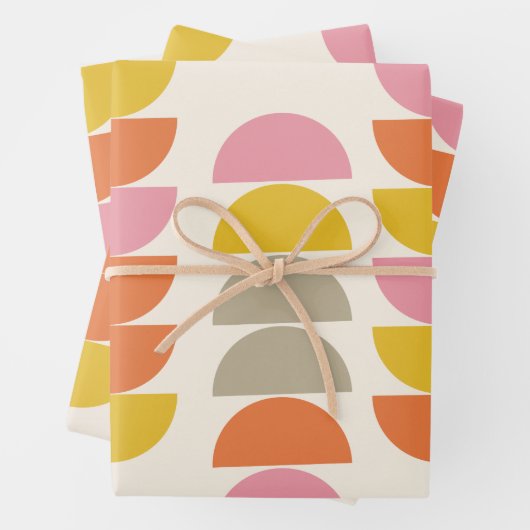 Niedliches geometrisches Muster in rosa Gelb und O Geschenkpapier Set (Beispiel)