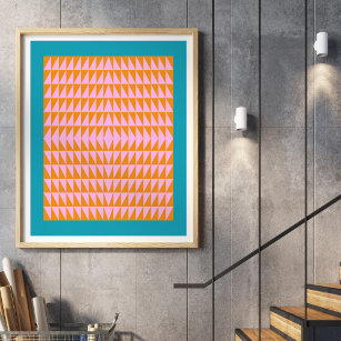 Niedliches geometrisches Muster Rosa Orange Türkis Poster