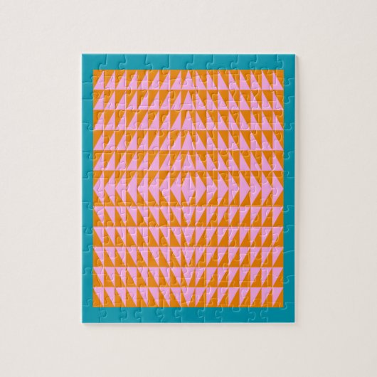 Niedliches geometrisches Muster Rosa Orange Türkis Puzzle (Vertikal)