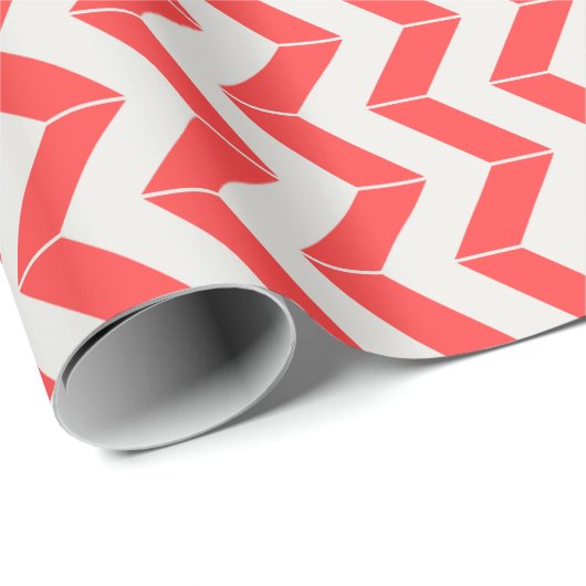 Niedliches geometrisches Zickzack Muster in Rot un Geschenkpapier (Rolleneckpunkt)