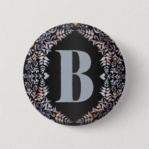 Niedliches Gerahmtes Herz und Blumenschreiben B Button