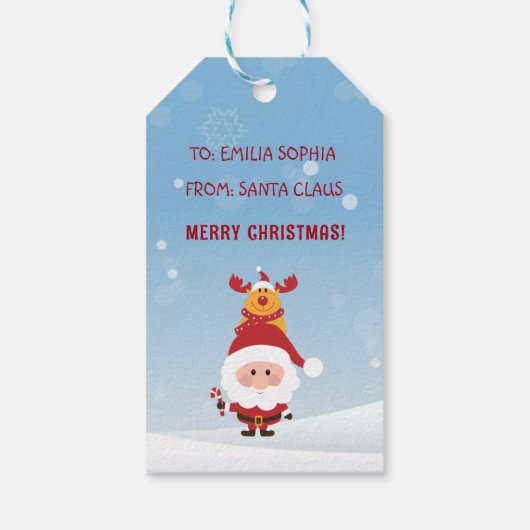 Niedliches Geschenk des Weihnachtsmanns für Kinder Geschenkanhänger (Rückseite)