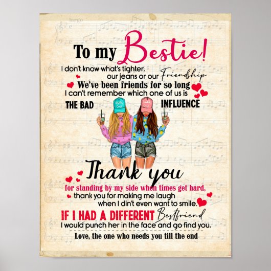 Niedliches Geschenk für den besten Freund, Abendge Poster (Vorne)