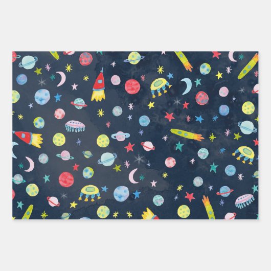 Niedliches Geschenk für die Wasserfarben von Ufo P Geschenkpapier Set (Vorderseite)