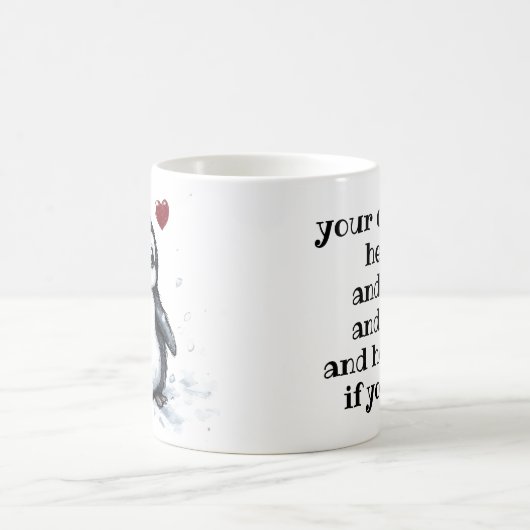 Niedliches Geschenk, kleiner Pinguin mit Herz, eig Kaffeetasse (Mittel)
