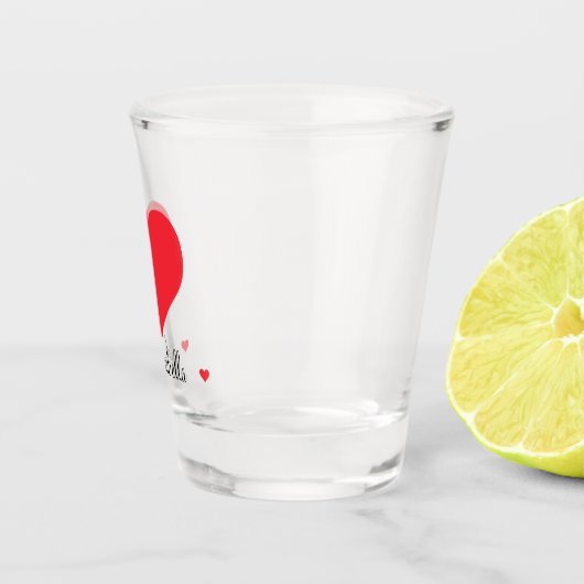 Niedliches Geschenk mit großem Roten Herznamen Mod Schnapsglas (Rechts)