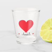 Niedliches Geschenk mit großem Roten Herznamen Mod Schnapsglas (Vorderseite)