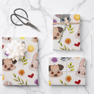 Niedliches Geschenkpapier für Heimtiere Set