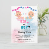 Niedliches Geschlecht bei Jungen oder Mädchen Einladung (Stehend Vorderseite)