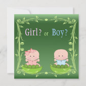 Niedliches Geschlecht bei Säuglingen in Pea Pods Einladung (Rückseite)