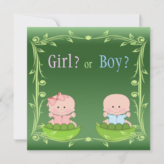 Niedliches Geschlecht bei Säuglingen in Pea Pods Einladung (Rückseite)