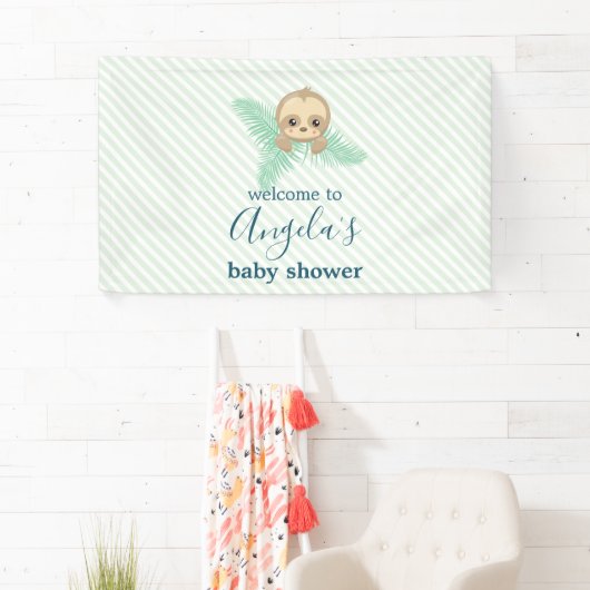Niedliches Geschlecht Neutral Green Baby Sloth Bab Banner (Insitu)