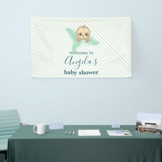 Niedliches Geschlecht Neutral Green Baby Sloth Bab Banner (Messeveranstaltung)