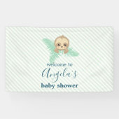 Niedliches Geschlecht Neutral Green Baby Sloth Bab Banner (Horizontal)