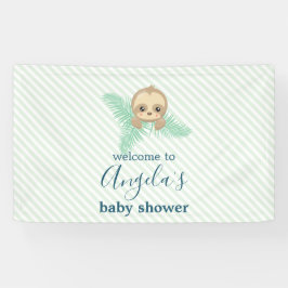 Niedliches Geschlecht Neutral Green Baby Sloth Bab Banner