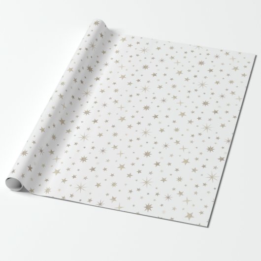 Niedliches Geschlecht Neutral White Silver Star Ba Geschenkpapier (Ungerollt)