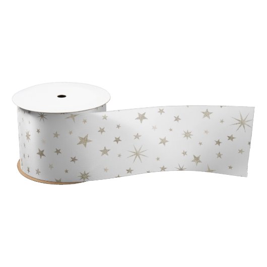Niedliches Geschlecht Neutral White Silver Star Ba Satinband (Spule)