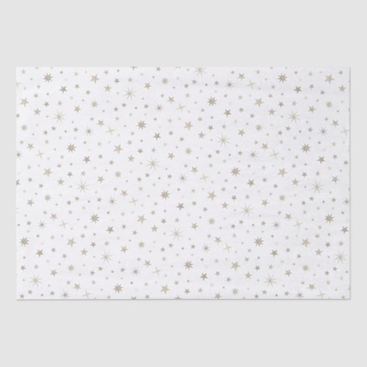 Niedliches Geschlecht Neutral White Silver Star Ba Seidenpapier (Vorderseite)