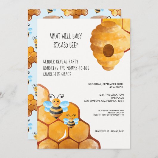 Niedliches Geschlecht zeigt auf, was Babydusche se Einladung (Vorne/Hinten)