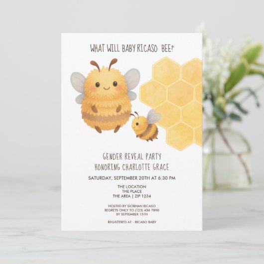 Niedliches Geschlecht zeigt auf, was Babydusche se Einladung (Stehend Vorderseite)