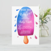 Niedliches Geschlecht zeigt Wasserfarbenpopsikel Einladung (Stehend Vorderseite)