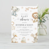 Niedliches geschlechtsneutrales Kinderzimmer Tierb Einladung (Stehend Vorderseite)